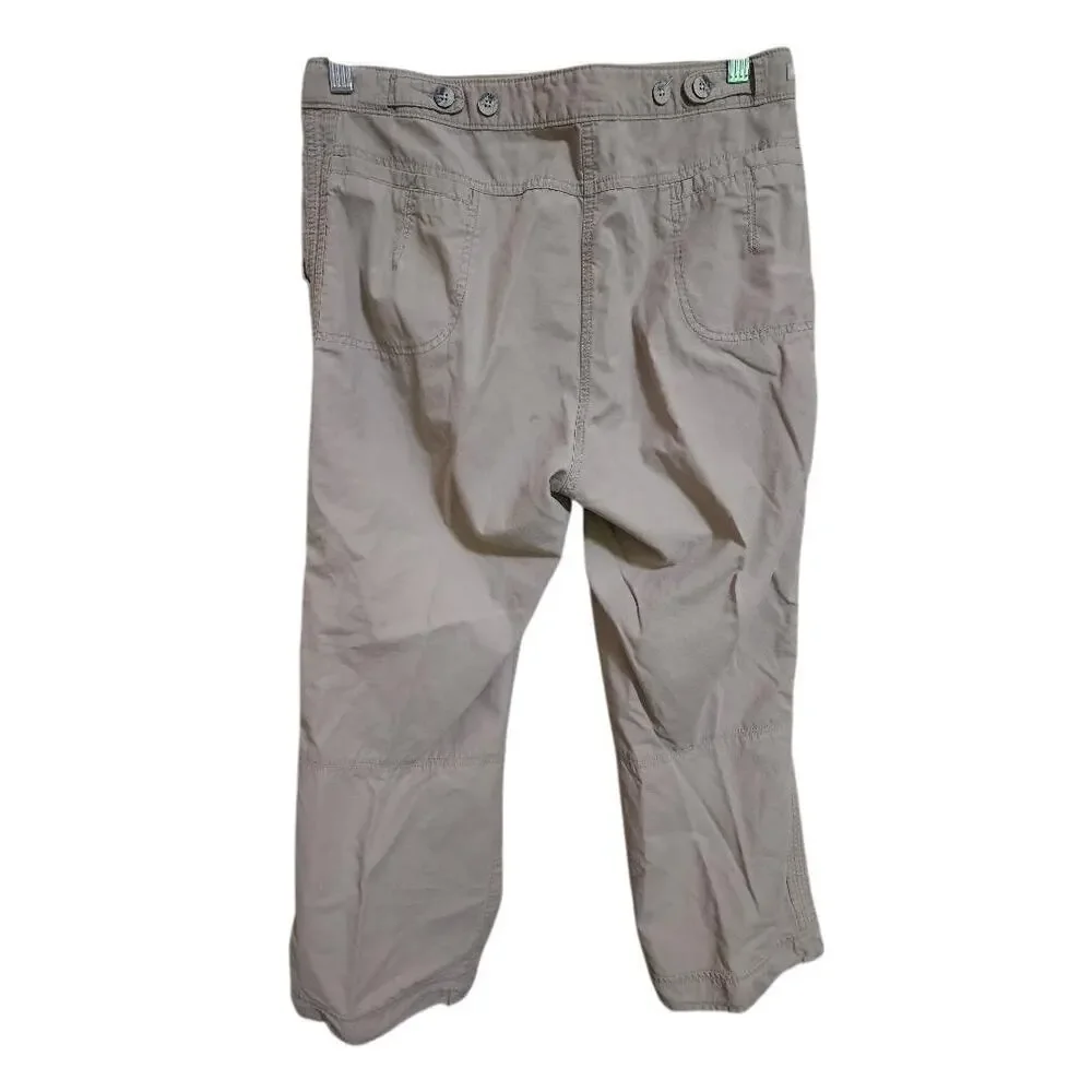 Women's Woolrich Khaki Capri Hiking Pants Size 10 Adjustable Waist